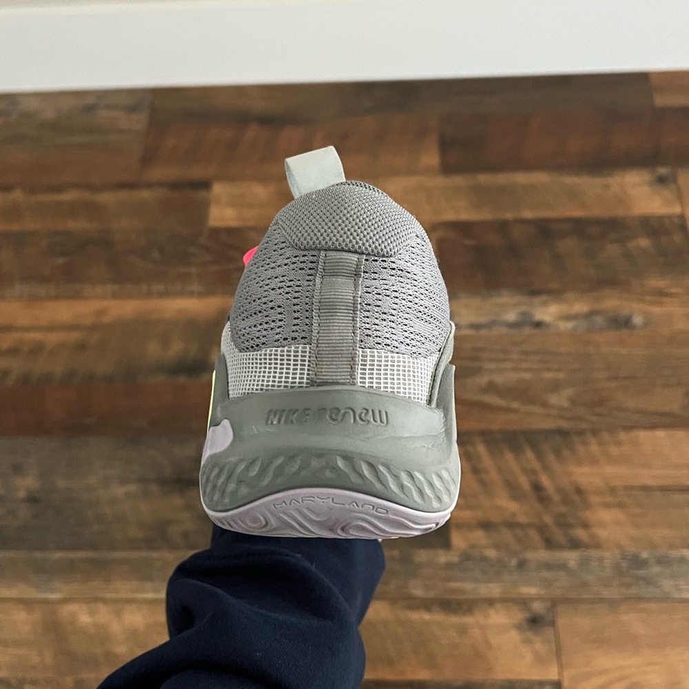 Nike Gray Athletic Shoes with Pink Laces and Lime Accents - Picture 10 of 12